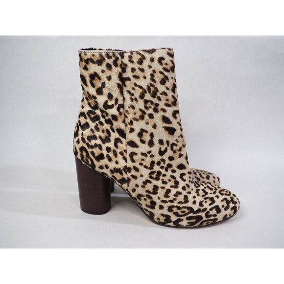 Sam Edelman Tan Animal Print Dyed Cow Fur Corra Ankle Boots W/ Block Heel, Sz 8 - Picture 3 of 13